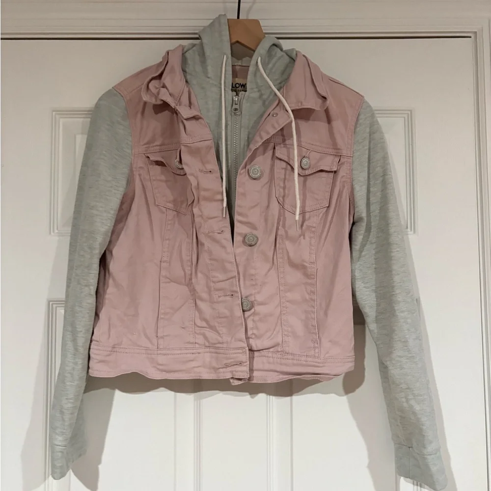 Wallflower Women's Pink and Gray Jean Jacket - Picture 3 of 6